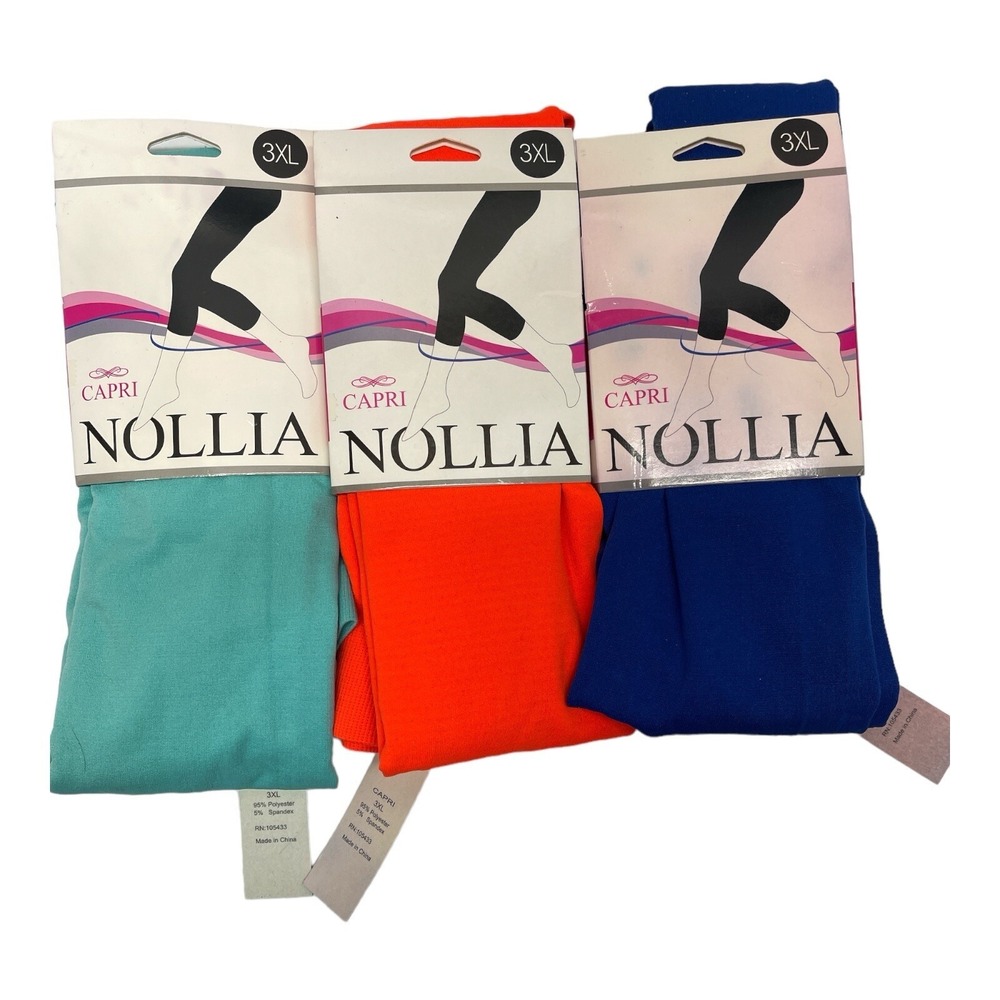 Nollia Women's 3XL Blue Bright Orange Light Blue Capri Lightweight Cozy Leggings